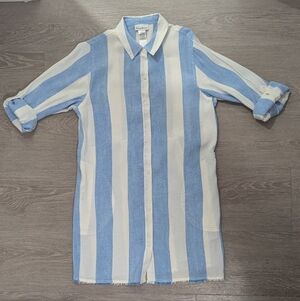 Tommy Bahama Women's Light Blue & White Striped Mini Shirt Dress Size S/P NWOT!
